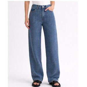 RAG and BONE Logan Textured Wide Leg Blue Jeans